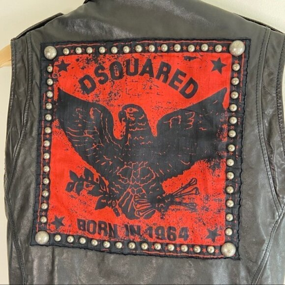 Dsquared2 RARE BORN IN 1964 STUDDED LEATHER JACKET - Picture 11 of 15